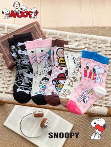 1/3/5 đôi tất dài đến bắp chân hình hoạt hình Snoopy, tất thể thao mềm mại thoải mái dành cho nam và nữ, phù hợp cho mọi mùa, tất thể thao đôi thường ngày, quà tặng cho các cô gái. - Nhiều màu - Xem 1