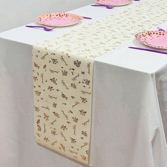 1 pieza 28 x 275 cm Elegante camino de mesa para Ramadán - Decoración de fiesta con rosas doradas - Decoración de mesa premium para cena, apta para cena de Eid, boda y eventos formales - Fácil de limpiar, apariencia lujosa