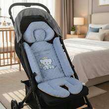Baby Stroller Seat Cushion Cute Animals Pattern Non Slip Car Seat Pad For High Chair, Bassinet, Swing - Blue - View 2