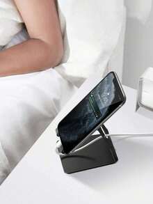 حامل هاتف شفاف محمول للمكتب، متوافق مع هواتف أندرويد والأجهزة اللوحية، اكسسوارات المكتب، للاستخدام المنزلي والمدرسي، حامل هاتف خلوي أكريليك قطعة واحدة - الأسود - مشاهدة 5