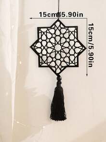 1/3 chiếc đồ trang trí hình trăng lưỡi liềm và sao màu đen, thiết kế rỗng nhẹ với tua rua mềm mại, phong cách Boho hiện đại, tác phẩm nghệ thuật hình trăng lưỡi liềm và sao, thích hợp để trang trí tường nhà, cửa sổ/cửa ra vào, tiệc tùng, phòng khách và phòng ngủ ấm cúng. - Gỗ đen - Xem 15