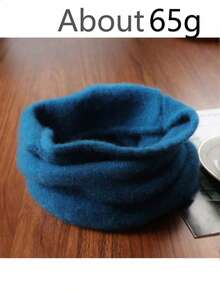 1件装女士100%纯羊毛菱形图案围脖，秋冬季保暖耳挂式面罩针织羊毛颈套围巾头带多功能