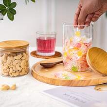 32oz 6PCS Round Airtight Glass Food Storage Jars, Clear Glass Food Storage Container With Bamboo Lid, Stackable Spice Jar, Kitchen Canister For Sugar, Tea, Coffee Bean, Pasta, Oat, Spice - Clear - View 6