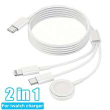 三合一 USB A/Type-C 多功能充电线，磁吸式快充线，兼容 Series Ultra SE/10/9/8/7/6/5/4/3/2/1、17/16/15/14/13/12/11 等型号 - 白色 - 查看 2