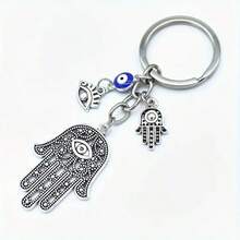 复古哈姆萨之手钥匙扣 - 蓝色珠子搭配哈姆萨之眼护身符，伊斯兰珠宝首饰，男女皆宜，圣诞节、情人节、新年、生日礼物 - 耐用的哈姆萨之手吊坠，象征好运和灵性，时尚复古设计，精致的哈姆萨之手和邪眼图案，蓝色珠子点缀，适合日常佩戴或作为礼物赠送 - 多色隨機 - 查看 11