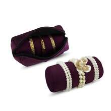Velvet Bangle & Bracelet Organizers And Storage Small Jewelry Travel Organizer Roll, Compact Jewelry Case For Bangles, Bracelets, Watches(Dark Purple),DarkPurple - 深紫色 - 查看 7