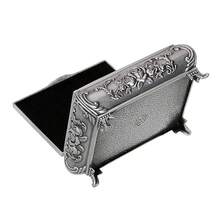 Hipiwe Vintage Metal Jewelry Box Small Trinket Jewelry Storage Box For Rings Earrings Necklace Treasure Chest Organizer Antique Jewelry Keepsake Gift Box Case For Women (Small),Small,Silver - Silver - 查看 9
