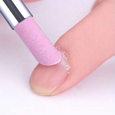 Quartz Push-On Nail Pen - Odorless Nail Care Tool, Designed For Smooth Edges And Healthy Nails. Pinkish-Purple Quartz Tip, Easy-To-Hold Handle Suitable For Hand And Foot Care.