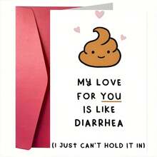 1张趣味情人节贺卡，“我爱你……等等，让我解释一下！” - 有趣的便便和爱心设计 | 情侣间嬉戏打闹的完美之选 | 周年纪念日、生日惊喜的理想之选，(12x17厘米)/(4.72x6.7英寸) - 彩色 - 查看 12