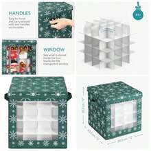 Caja para guardar adornos de navidad - Almacenaje de 64x bolas de rbol y adorno festivo - Organizador con tapa para decoracin - 30, 5 - Diseño 2 - Ver 1