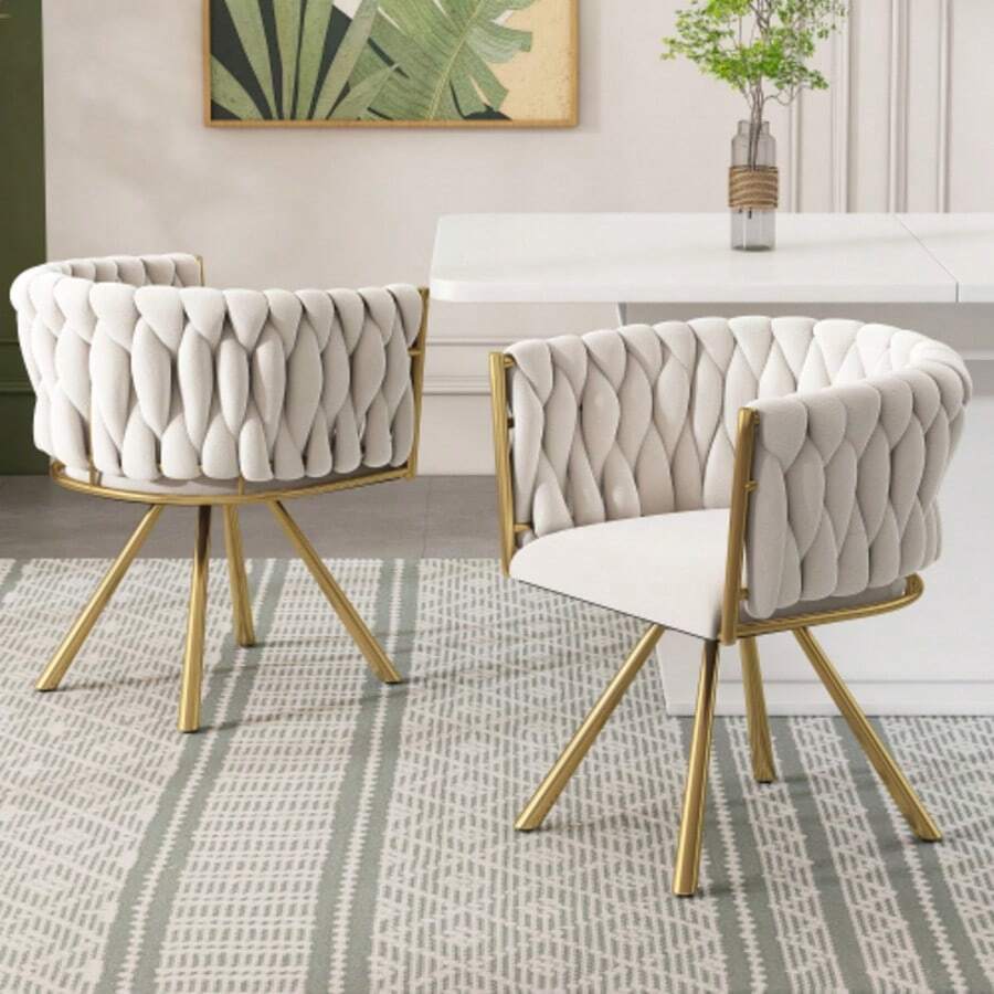 Dining Chairs - Beige,Gold - View 1