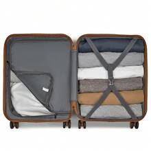 Lightweight 2 Piece Cabin Suitcase Set 20 Inch Carry On Luggage With Vanity Case ABS PC Hard Shell Spinner Wheels TSA Lock YKK Zipper For Travel - Beige - View 10