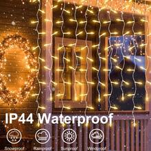 Cortina De Luces Led, 9,8 pies x 3,3 pies,luces de carámbano,8 Modos con Control Remoto, Impermeable luz de Cortina para Exterior, Día de San Patricio - 1 - Ver 2
