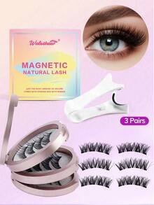 Waloshow 3 Pairs/Set CC Curled Natural Look Reusable Magnetic Eyelashes, Comes With Professional Applicator, No Glue Needed, Easy To Apply And Remove, Creates Natural Makeup Look, 3D Natural Spiky Cartoon Style False Eyelashes, Fluffy And Soft, Strip Eyelashes - Natural Lashes - View 19