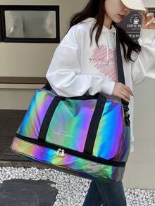 1 szt. Modna, kolorowa, swobodna torba podróżna z wieloma kieszeniami, lekka i poręczna, składana, o dużej pojemności, z oddzielną przegrodą na buty i separatorem rzeczy suchych i mokrych. Można nosić jako torbę na ramię lub przez ramię, kompatybilna również z przenośną walizką. Idealna na podróże służbowe, wakacje, sport i fitness. Torba podróżna, torba podróżna, wytrzymały organizer podróżny, niezbędny na rejs, niezbędny na wakacje dla mężczyzn i kobiet. - Wielokolorowe - Zobacz 1