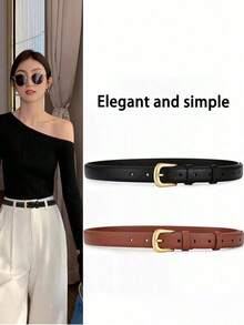 2条/1条女士高品质PU休闲时尚多功能腰带，适合日常休闲、商务聚会、约会、旅行以及搭配牛仔裤和休闲裤。 - 彩色 - 查看 1
