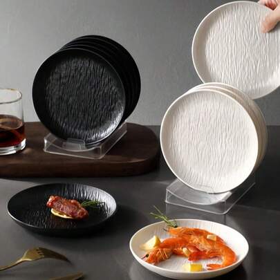 2/4/8件装塑料大理石纹小碟（5.91英寸），可作零食托盘、杯子托盘、咖啡杯托盘、装饰水果托盘、甜点托盘、可重复使用的零食托盘、面包托盘、厨房实用托盘、餐桌装饰托盘、房间装饰托盘、节日派对装饰托盘