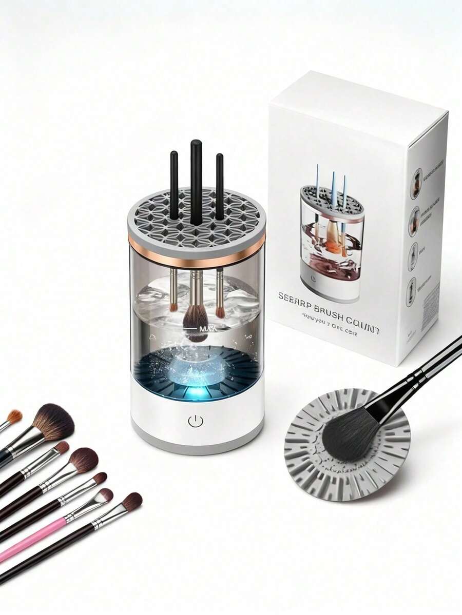 Electric Makeup Brush Cleaner Machine, Quick Efficient Deep Cleaning Makeup Brush, Automatic Spinning Cosmetic Brush Cleaner All Types Of Brushes Portable Compact Design For Travel Home Use