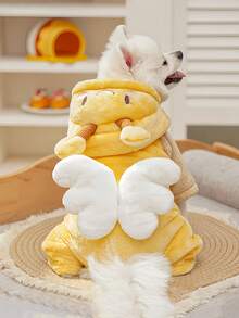 可爱宠物新款秋冬轻便保暖服，蜜蜂主题设计，时尚按扣，适合遛狗穿着，狗狗保暖撞色设计，适合所有犬种和猫咪，遛狗外套，幼犬必备，遛狗和远足必备。 - 黃色 - 查看 6