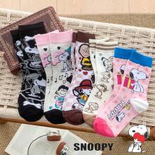 1/3/5 đôi tất dài đến bắp chân hình hoạt hình Snoopy, tất thể thao mềm mại thoải mái dành cho nam và nữ, phù hợp cho mọi mùa, tất thể thao đôi thường ngày, quà tặng cho các cô gái. - Nhiều màu - Xem 4