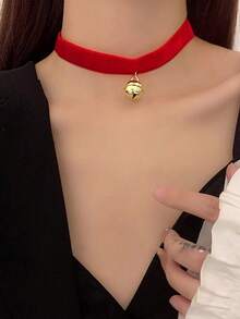 1 chiếc vòng cổ nhung cổ điển dành cho nữ có mặt chuông - Nhiều màu - Xem 2