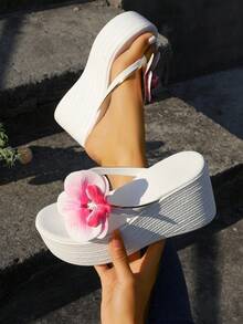 Women's Wedge Platform Preppy Bohemian Bow Casual Holiday Fashion Sandals - White - View 6