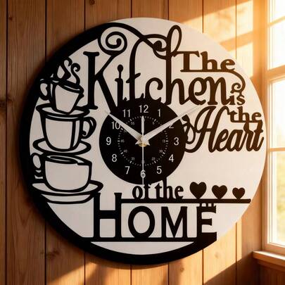 1pc Creative Modern Coffee Cup Shaped Wooden Wall Clock, Silent Non-Ticking Clock, Decor For Living Room, Bedroom, Coffee Shop, Gift For Friends, Size: 10", 12", 14", 16" (No Battery Included),Home Decor ,Room Decor Clock Wall Bedroom Decor Dormitory Decor Back To School Kitchen Decor