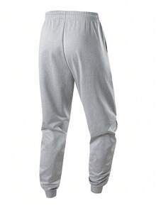 Men's Drawstring Spring/Summer Lightweight Loose Elastic Sports Pants, Fashion Letter Print Sweatpants - Grey - View 3