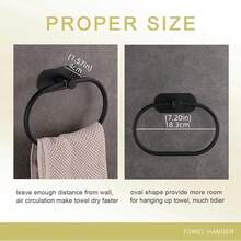 浴室墙面粘贴式毛巾架，不锈钢毛巾环毛巾架，适用于厨房、浴室和洗衣房，无需钻孔即可放置毛巾和抹布，承重力强，可悬挂面巾，带挂钩，浴室收纳整理架，包含安装配件，浴室用品 - 銀色 - 查看 3