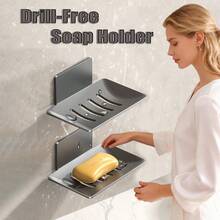 Drill-Free Wall Mounted Soap Holder - Waterproof Drainage Soap Dish For Bathroom - Multicolor - View 3