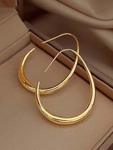 1 Pair Copper Material Simple U-Shaped Teardrop Hoop Earrings, Fashion Daily Wear Gift For Women