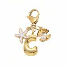 1pc A-Z Alphabet Gold Bubble Letter Cute Pendant Keychain, Shell And Starfish Accessories, Keychain, Ring Bag, Backpack Pendant, Car Pendant, Perfect Vacation, Shopping, Beach, Camping, Wallet And Handbag Accessories. Suitable For Women, Friends, Classmates Gift Decoration, Fashion Creative Design Birthday Gift Accessories, Summer Bag Charms, Ladies' Fashion Accessory, Durable Metal Keyring, Aesthetic Gift Idea, Novelty Keychain, Back To School Car Accessories Goth Y2k - C - 查看 7