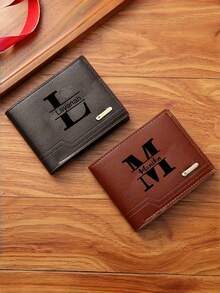 Cartera plegable personalizada con letra, cartera de moda sencilla, cartera con nombre, personalizada, única, regalo personalizado para él, Día del Padre, Acción de Gracias, regalo del Día de San Valentín para hombres, cartera mini, cartera, cartera de hombre, cartera de cuero, cartera pequeña