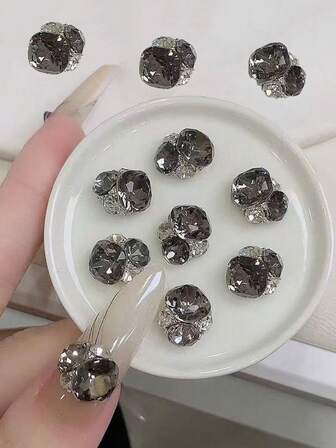 5PCS Square Stacked Dril!Balls, Crystal Rhinestones SuperSparkly Nail Art Decorations, Ready-To-Use Embellishments, Dazzling DIY NailAccessories