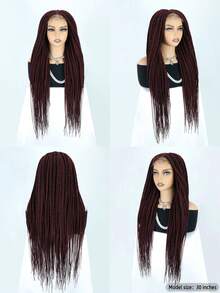 30 Inch Synthetic Braided Wig With 4"X4" Lace Front, Lace Box Braided Wig For Daily Wear - Multicolor - View 7