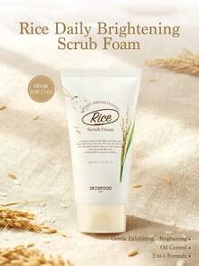 Skinfood Rice Wash Off Peeling Foam - Brightening Facial Cleanser And Exfoliator - Gently Removes Dead Skin And Impurities - Leaves Skin Brighter And Smoother - Rice Daily Brightening Scrub Foam - View 3