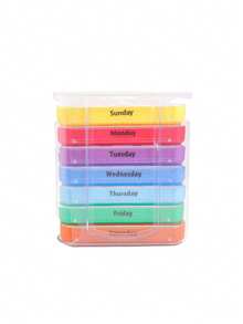 1pc 28 Compartments, 7 Days A Week Portable Pill Box, Color Design Stackable Pill Box, Home Medicine Storage Box, Travel Essentials Pill Box - Multicolor - View 17