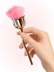 1pc/2pcs Extra Large Rose Gold Plated Nail Brush, Makeup Powder Brush, Lint-Free Nail Cleaner Brush