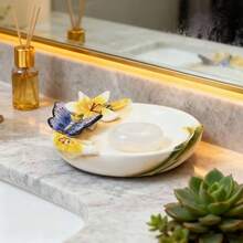 1 件手绘陶瓷天鹅、蝴蝶、贝壳皂盒，适用于厨房、浴室、阳台台面、装饰性肥皂架 - 彩色 - 查看 6