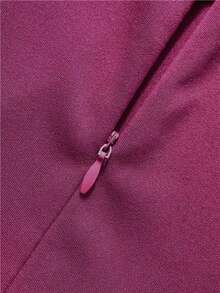 Elegant 2 In 1 Mid-Length Dress, Fitted Silhouette, Suitable For Workplace, Afternoon Tea, Church, Formal Occasions. Solid Color, Faux Pocket Design, Square Neckline, Comfortable Fabric, Versatile For Spring, Summer, Autumn, Office, Daily Wear, Dates, Birthdays, Parties - Red Violet - View 10