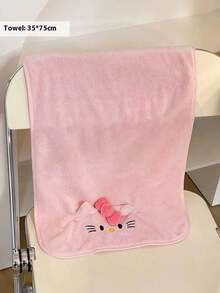 Sanrio Hello Kitty 三件套沐浴套装：速干毛巾、浴袍和浴帽 - 采用吸水性强的珊瑚绒面料制成，非常适合旅行、水疗和桑拿 | 轻盈不油腻的聚酯纤维材质