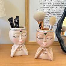 1 Stück luxuriöser, moderner und kreativer Make-up Pinsel Halter Schreibtisch Organizer, geeignet für Frauen, Kosmetik- und Badezimmer Zubehör Aufbewahrung, Badezimmer Dekoration - herzförmiges Mädchen - Übersicht 7