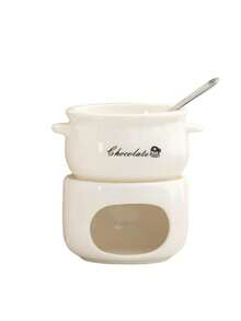 1 Set Ceramic Chocolate Melting Oven, Cheese/Ice Cream Mini Hot Pot Baking DIY Kit, Ceramic Butter Warmer Set, Designed For Cheese/Chocolate/Caramel Cooking - Multicolor - View 14