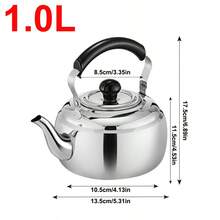 1pc Brewing Tea Kettle, Thickened Stainless Steel Hotel Teapot, Restaurant Hotel Household Teapot, Living Room Black Classical Small Tea Art Pot, Induction Burner Kettle - Multicolor - View 10
