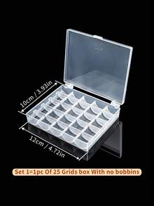 1套透明梭芯盒或梭芯盒套装，多功能家用缝纫机绕线轴，梭芯收纳盒，缝纫配件，空盒可选，塑料梭芯和金属梭芯3种款式，25槽和36槽2种尺寸