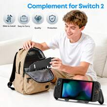 ملحقات قبضة تحكم مخصصة Switch2، تصميم قبضة غير متماثل، تشمل 4 أغطية عصا التحكم، يمكن تخزين 5 بطاقات ألعاب متوافقة مع الإصدارات القديمة/الجديدة، ملحقات ألعاب - الأسود - مشاهدة 8
