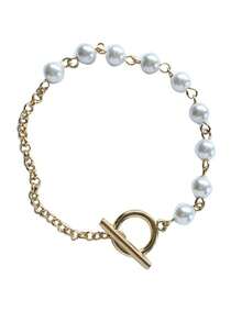 1pc Resin Faux Pearl Beaded Bracelet, Fashionable For Daily Wear - Imitation Pearl Bracelet - View 6