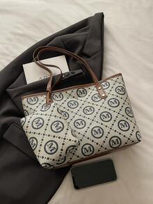 Bolso grande de gran capacidad, versátil y de moda para mujeres en 2025. Bolso de mano y de hombro, bolso de trabajo y de compras. - Multicolor - Ver 6