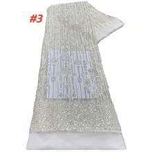 Luxury African Sequins Beaded Lace Fabric 2026 High Quality Groom Nigerian Wedding Bridal Embroidery French Tulle Lace Material - Nhiều màu - Xem 4