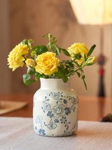1pc/3pcs Handmade Vintage Style Ceramic Vase, Decorated With Blue Plum Blossom Pattern, French Countryside Style, Fresh And Elegant, Wavy Rim Design, Floral Vase Suitable For Fresh/Dried Flowers/Roses, Suitable For Kitchen, Room, Foyer, Living Room, Tabletop Decor, Birthday/Graduation Gift, Gift For Boyfriend/Girlfriend, Holiday Decoration, Ramadan Decor, Ramadan Gifts - Multicolor - View 8